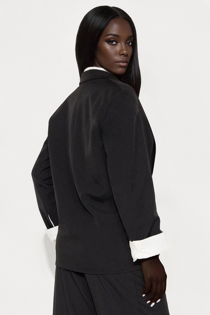 Put In Work Solid Oversized Blazer - Black/White