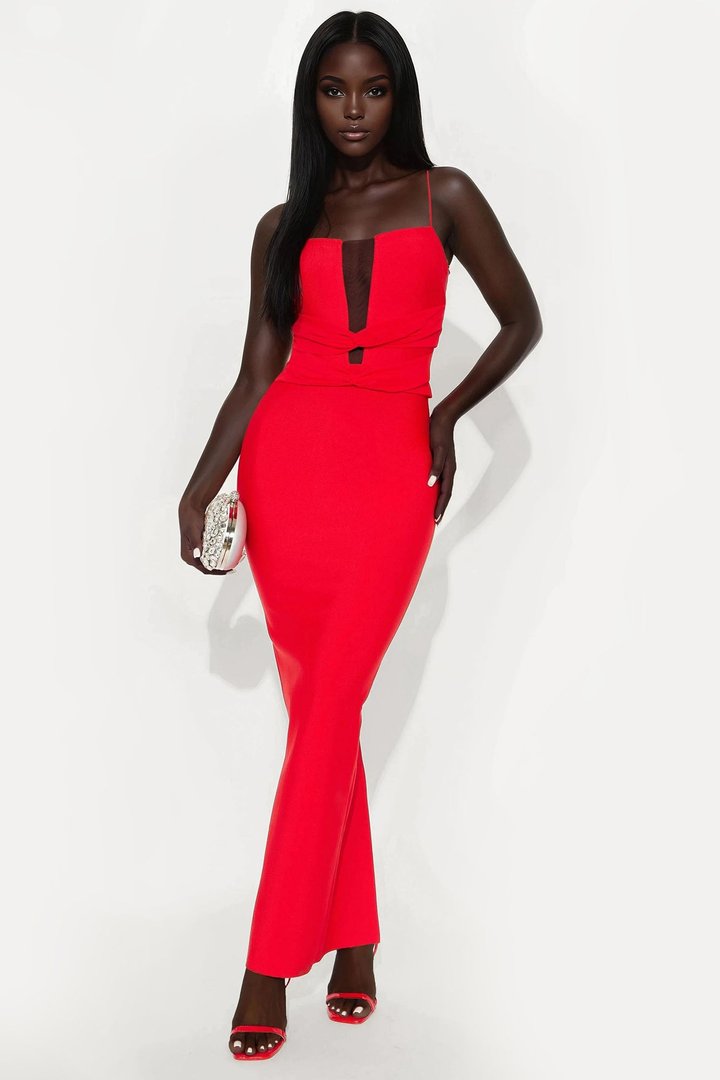 Madison Bandage Maxi Dress - Red