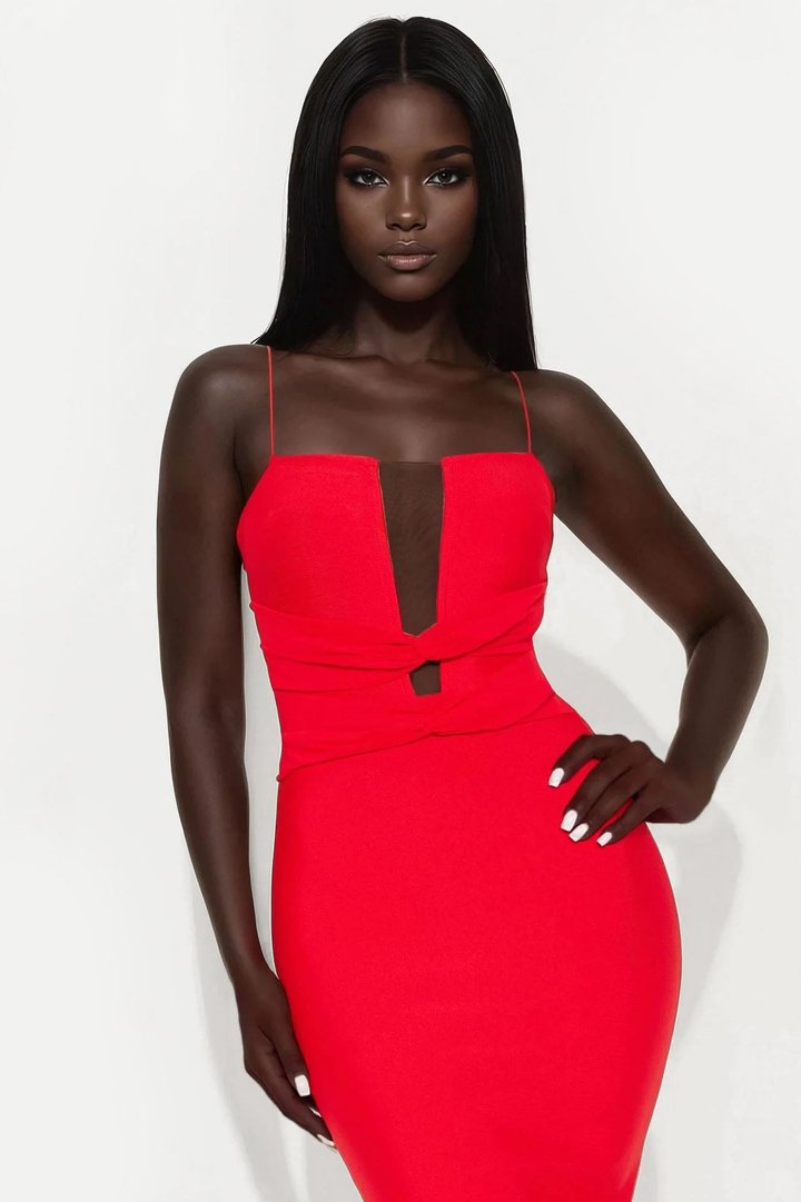 Madison Bandage Maxi Dress - Red