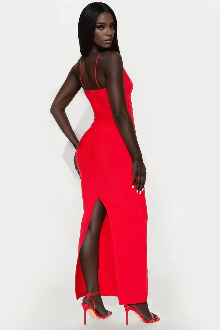 Madison Bandage Maxi Dress - Red
