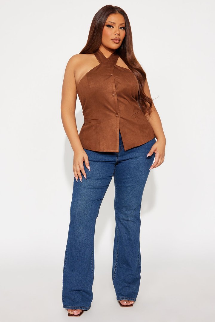 Classic Cutie Faux Suede Vest - Brown
