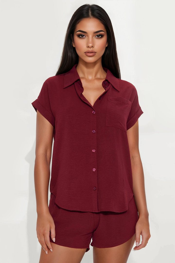 Hot Summer Short Set - Burgundy