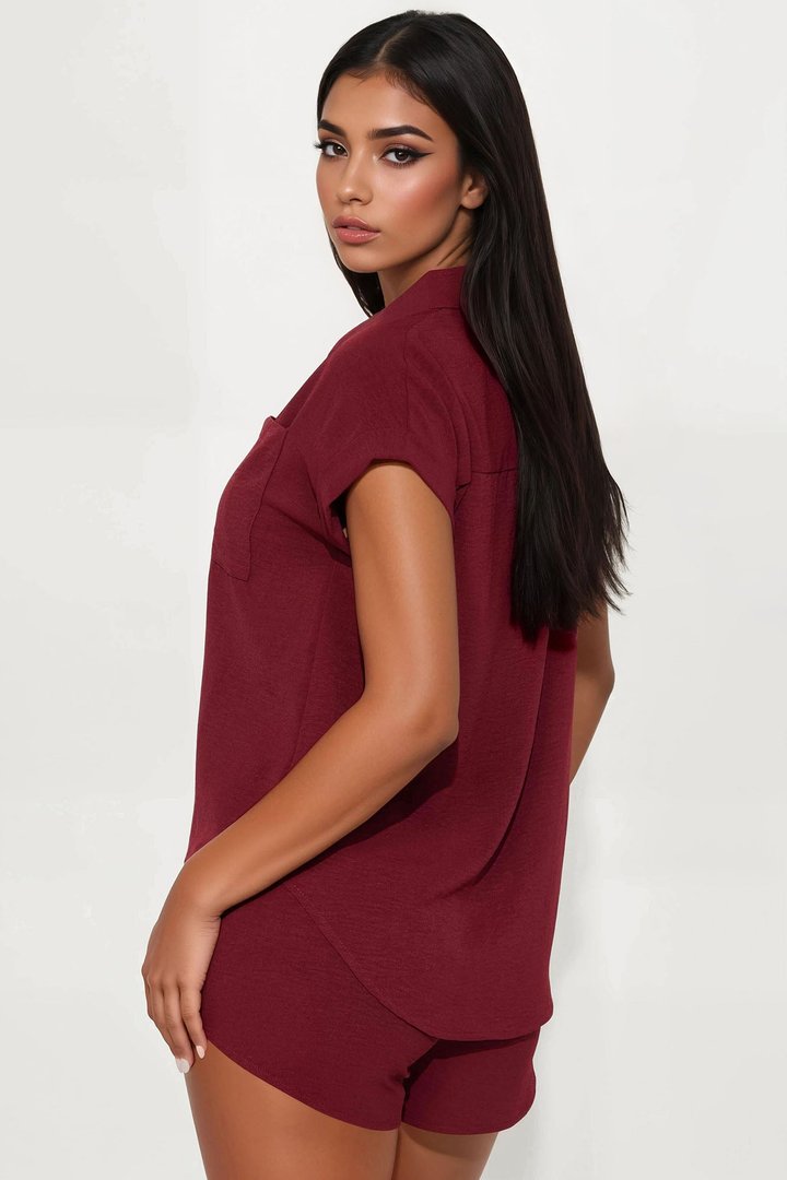 Hot Summer Short Set - Burgundy