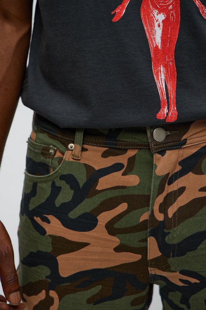Strap Me Up Stacked Skinny Flare Jeans - Camouflage
