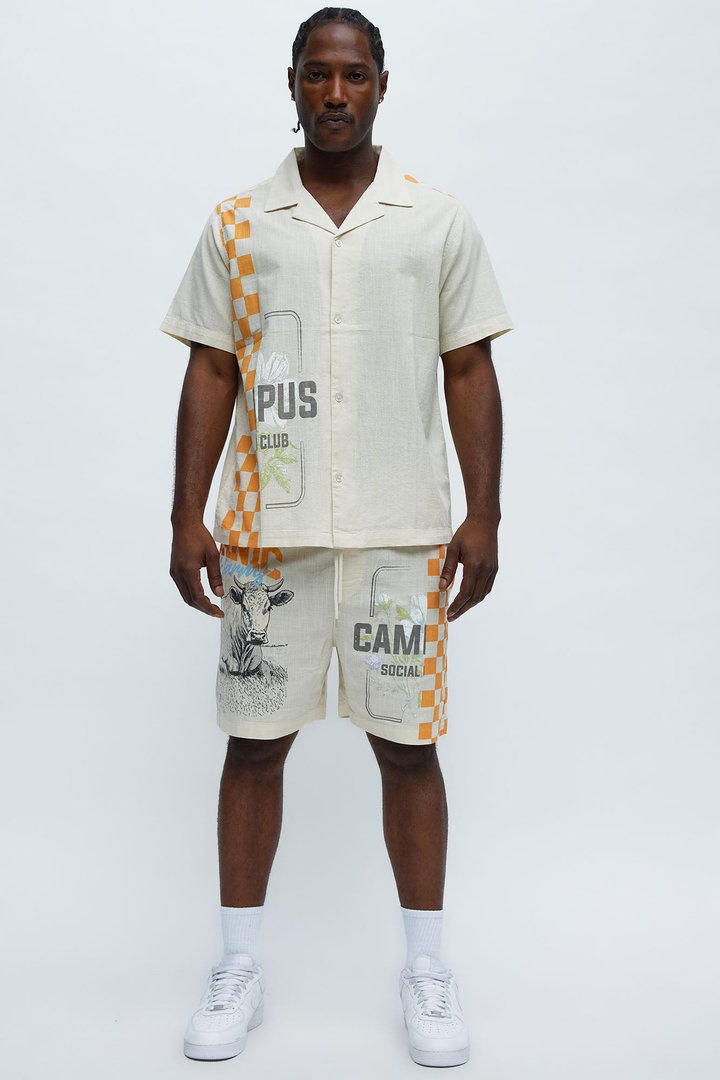 Groves Short Sleeve Button Up Shirt - Cream