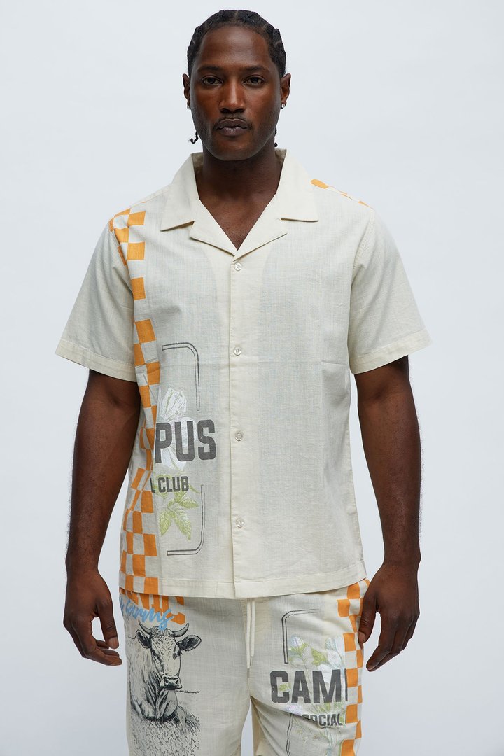 Groves Short Sleeve Button Up Shirt - Cream
