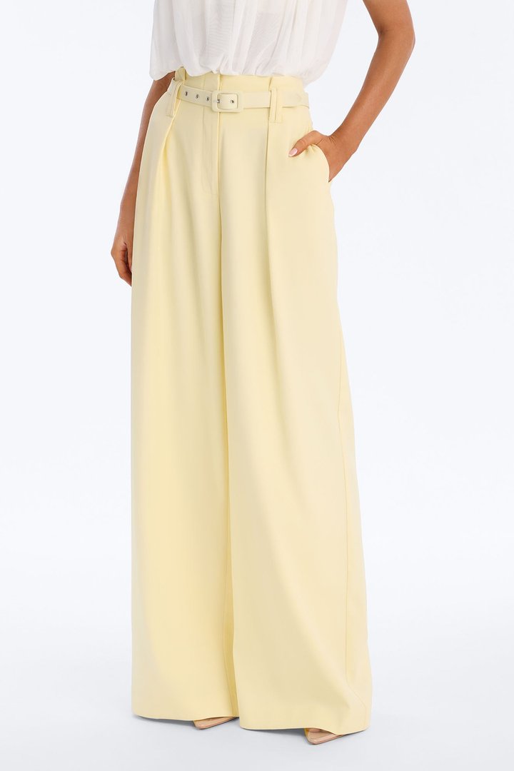 Nicole Belted Straight Leg Trouser - Butter Yellow
