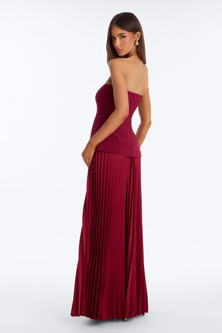 Brinley Strapless Wide Leg Jumpsuit - Wine