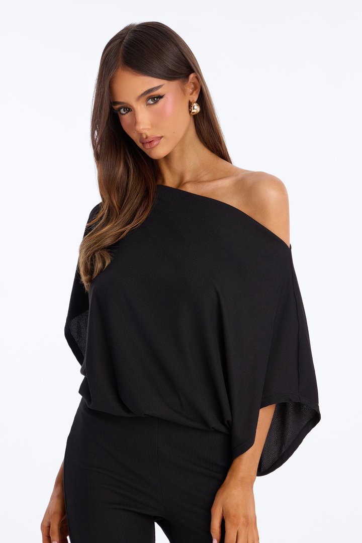 Kacee Off Shoulder Skinny Jumpsuit - Black