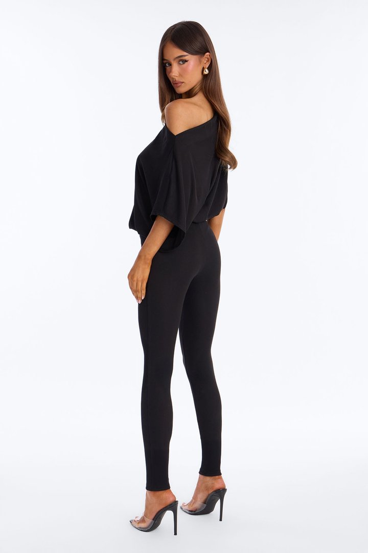 Kacee Off Shoulder Skinny Jumpsuit - Black