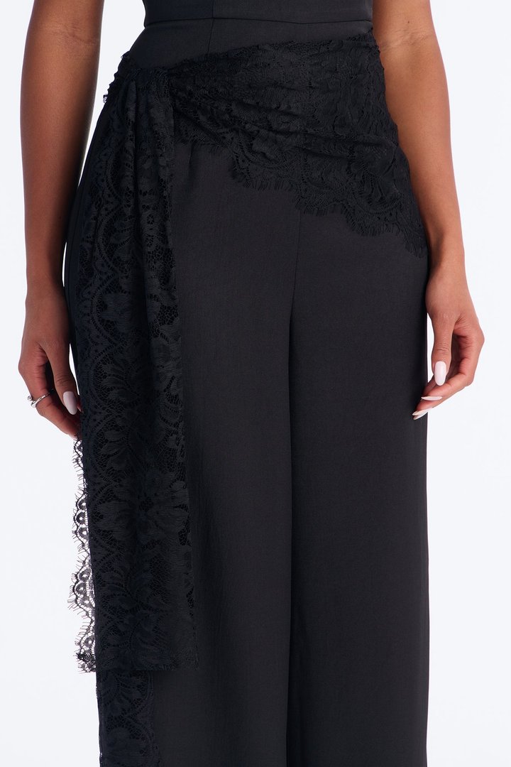 Hilaria Sleeveless Lace Scarf Jumpsuit - Black