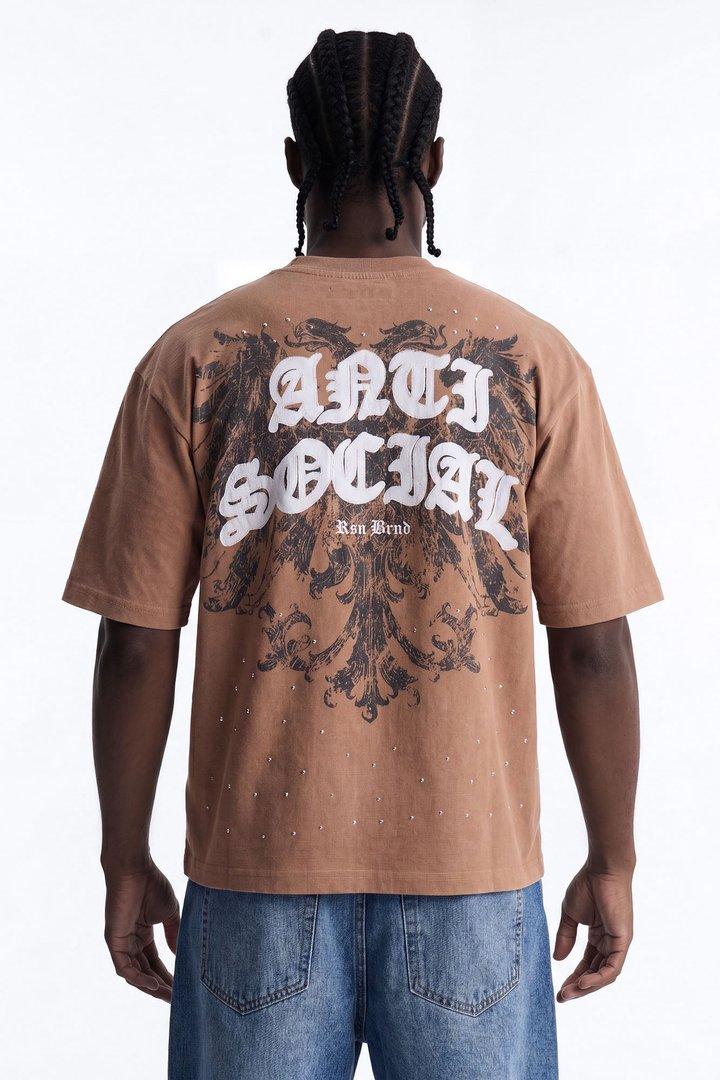 Anti Social Soul Raw Patch Short Sleeve Tee - Brown
