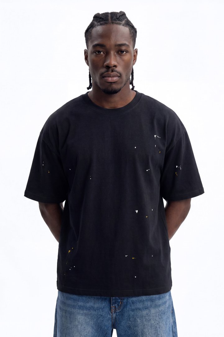 Paint Splatter Crewneck Tee - Black/combo