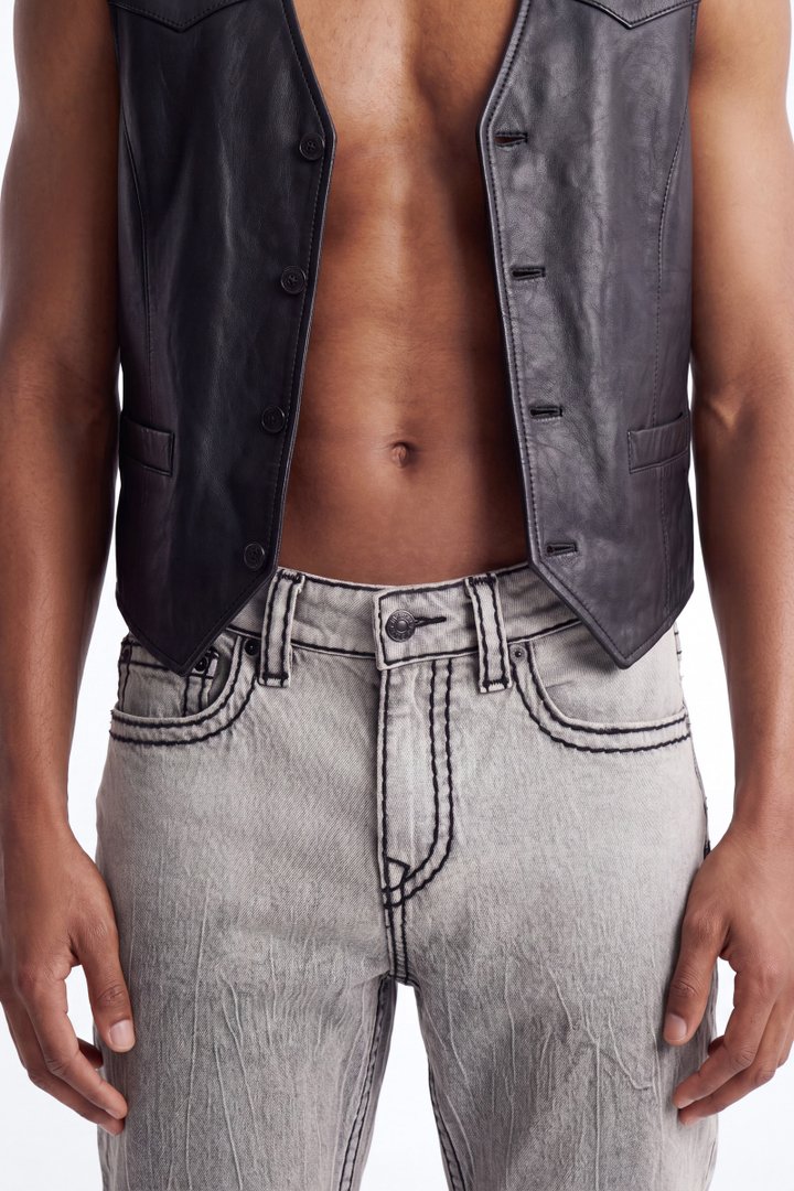 Heavy Stitch Sun Faded Stacked Skinny Flare Jeans - Grey