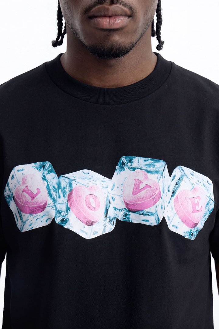 Love Hate Iced Candy Oversized Short Sleeve Tee - Black