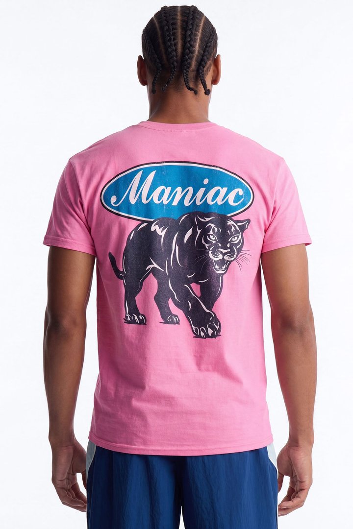 Maniac Panther Oversized Short Sleeve Tee - Pink
