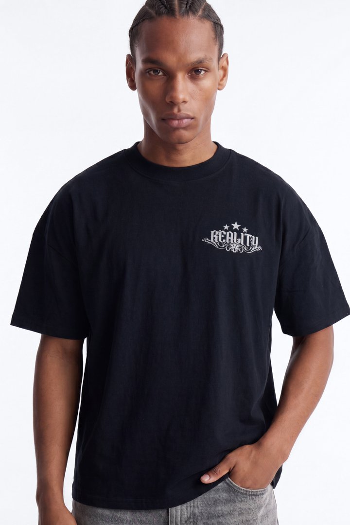Reality Star Oversized Short Sleeve Tee - Black