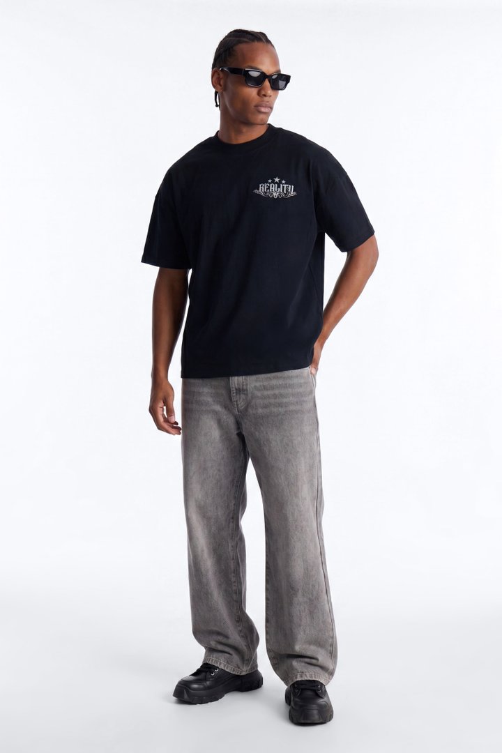 Reality Star Oversized Short Sleeve Tee - Black