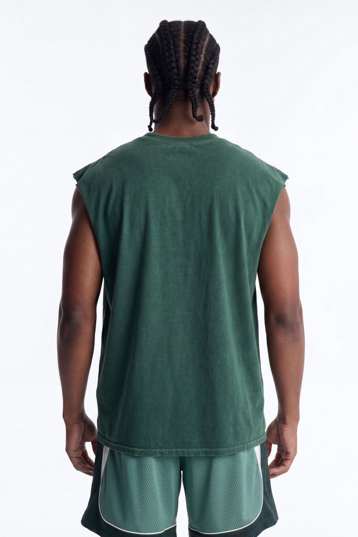 Hope Vintage Oversized Sleeveless Tee - Hunter Green