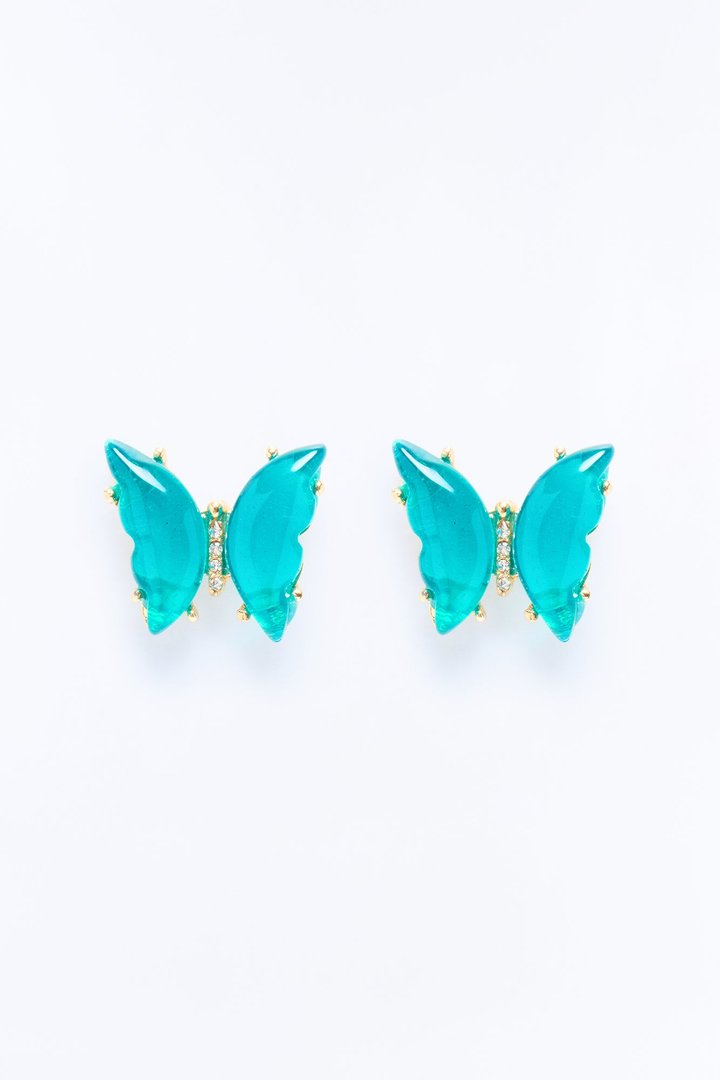 Flutter Away Stud Earrings - Teal