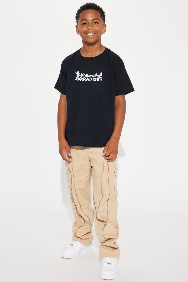 Mini Etheral Paradise Puff Print Short Sleeve Tee - Black