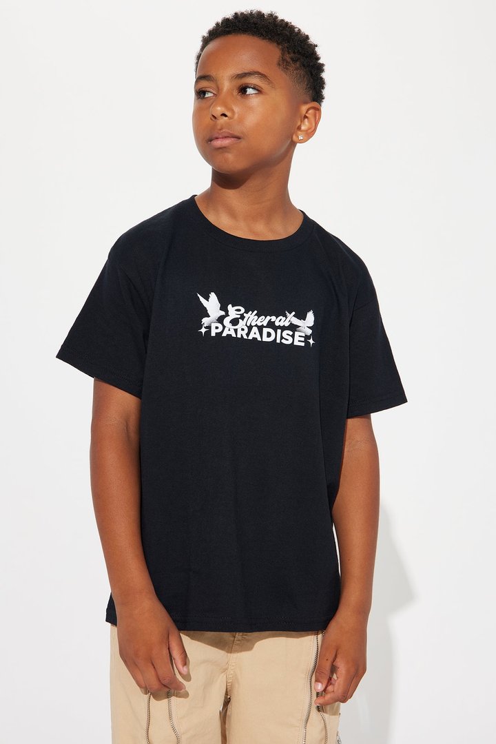 Mini Etheral Paradise Puff Print Short Sleeve Tee - Black