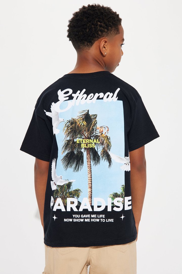 Mini Etheral Paradise Puff Print Short Sleeve Tee - Black