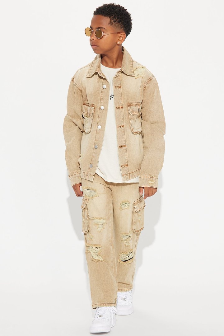 Mini Can't Catch My Drive Trucker Jacket - Tan