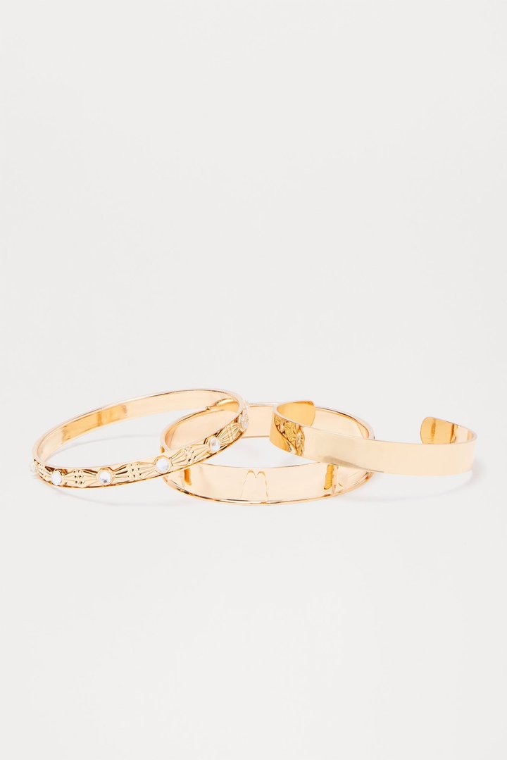 Take My Hand 3 Piece Bracelet Set - Gold