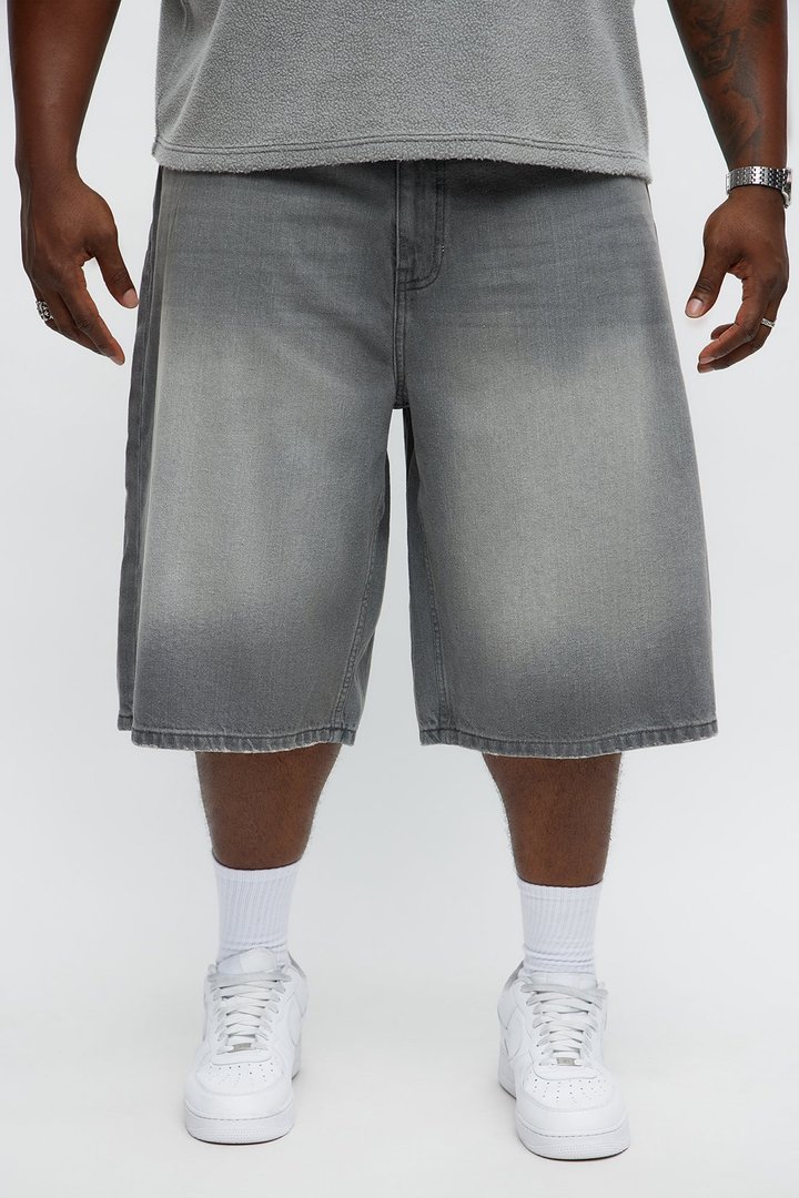 Baggy Shadowline Denim Short - Grey