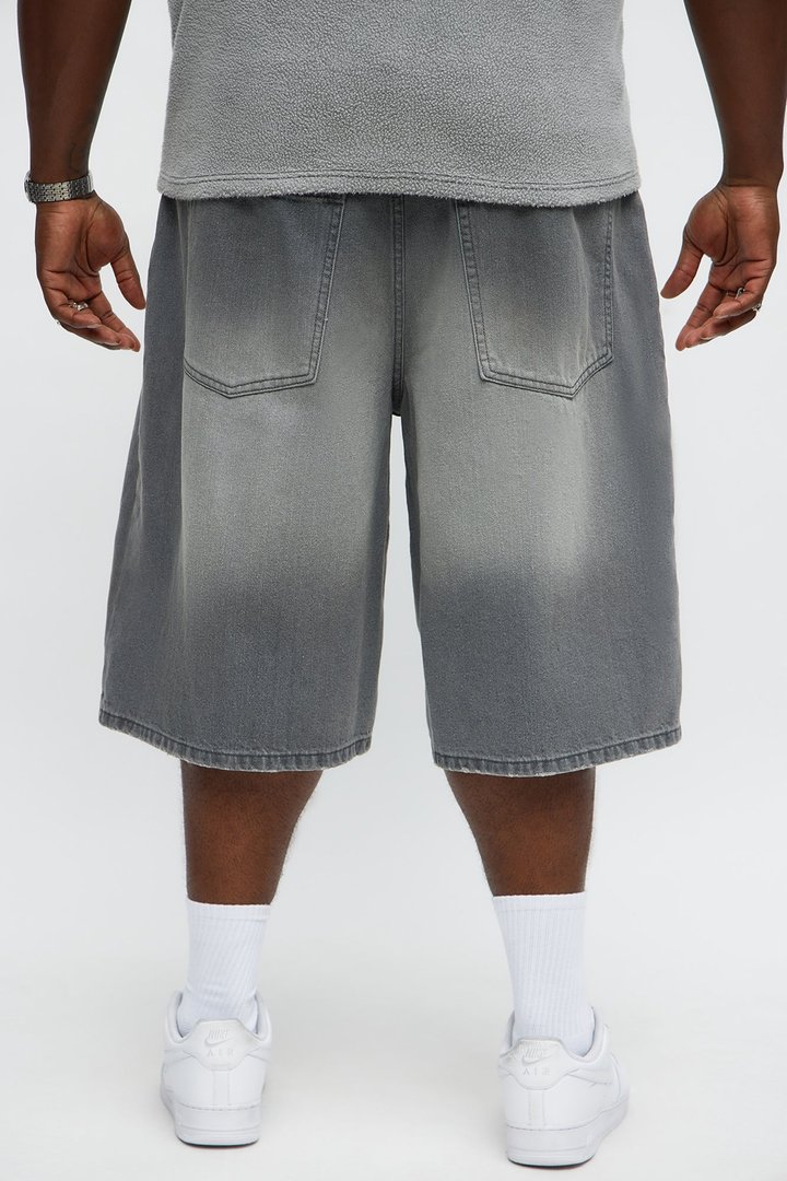 Baggy Shadowline Denim Short - Grey