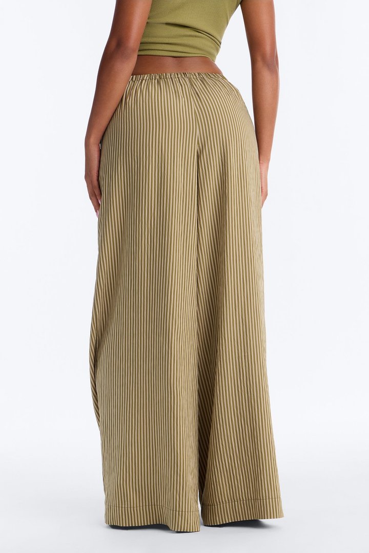 Fawn Stripe Wide Leg Pant 33″ - Olive/combo
