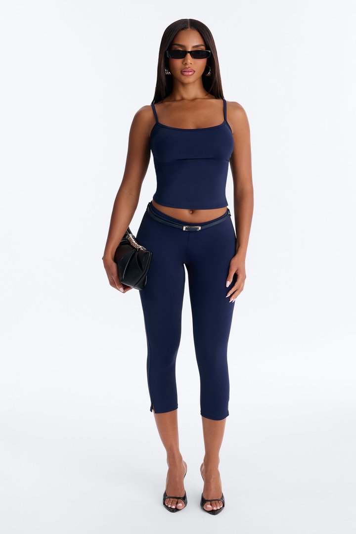 Alexa Belted Capri Set - Navy
