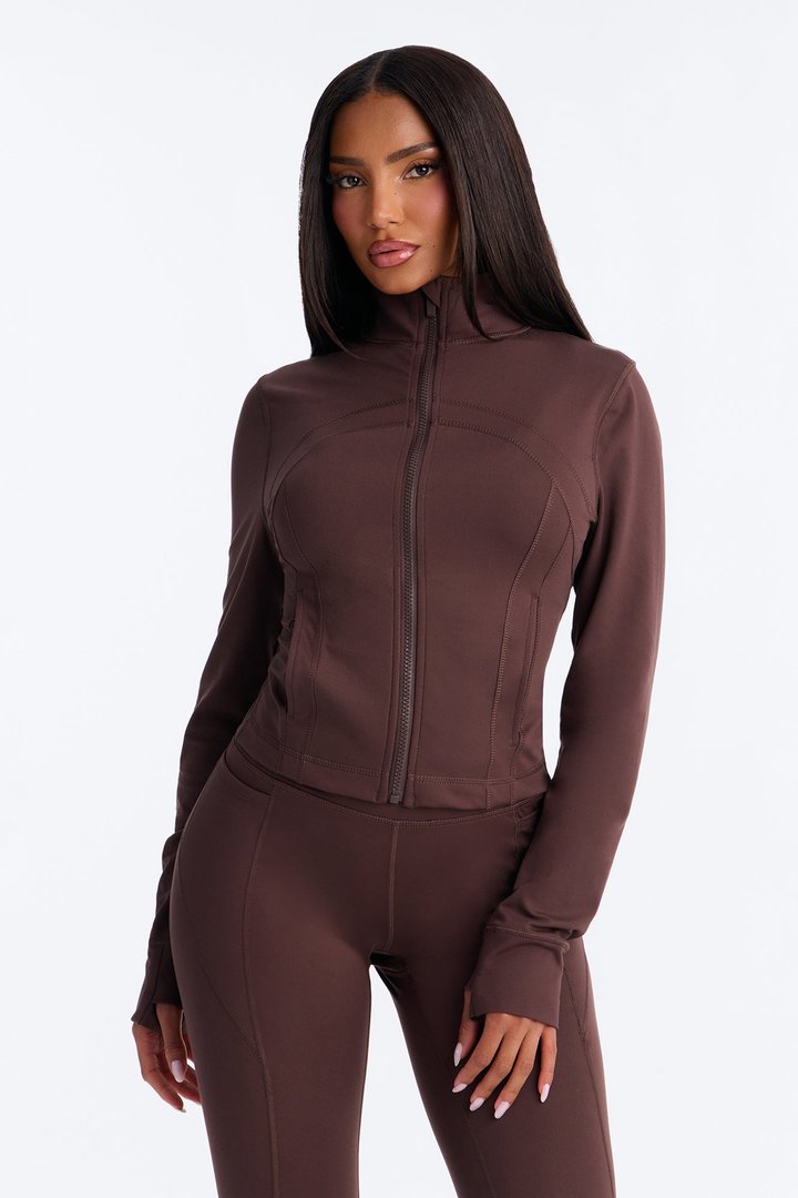 Myla Lounge Tricot Zip Front Jacket - Chocolate