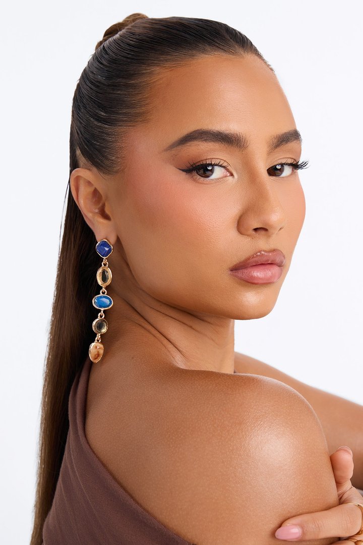 Marina Linear Earrings - Blue/combo