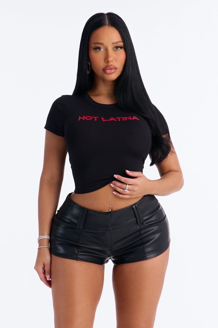 Hot Latina Baby Tee - Black/combo
