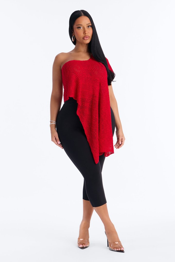 Mykonos NIghts Off Shoulder Sweater Top - Red