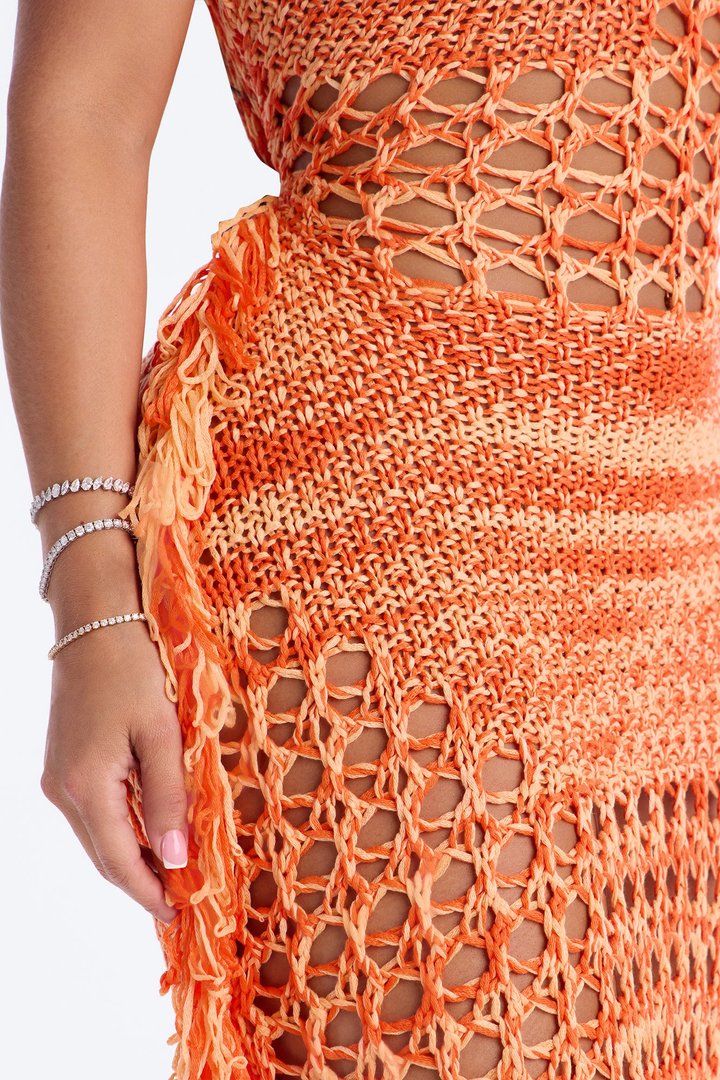 See You There Crochet Maxi Dress - Orange