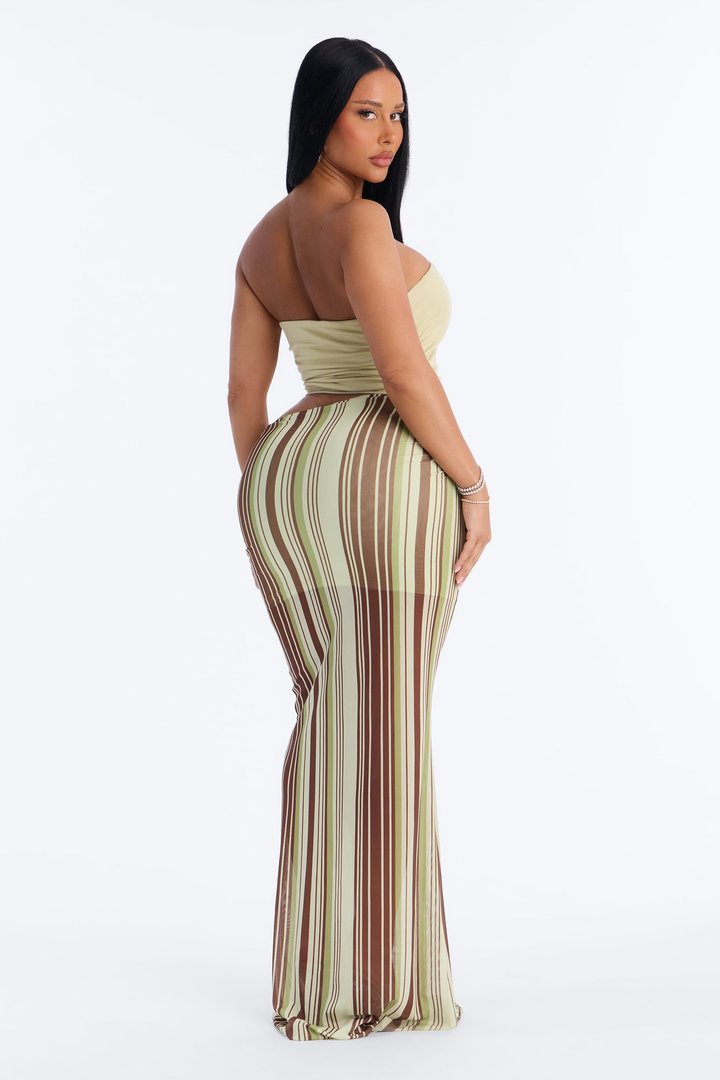 No Limits Strapless Maxi Dress - Green/combo