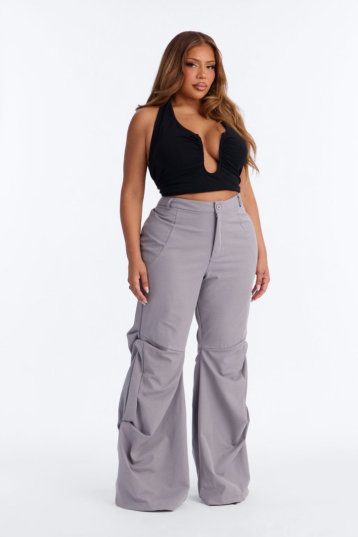 Madison High Rise Stacked Flare Pant - Grey