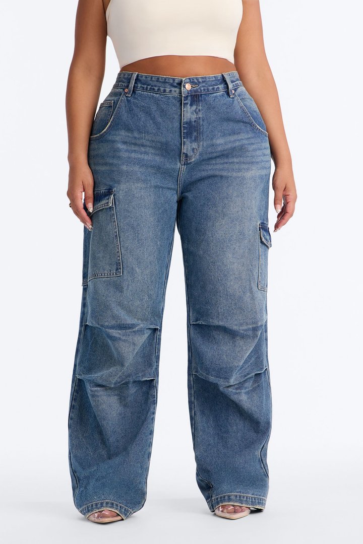Rosarito Tinted Cargo Jeans - Medium Wash