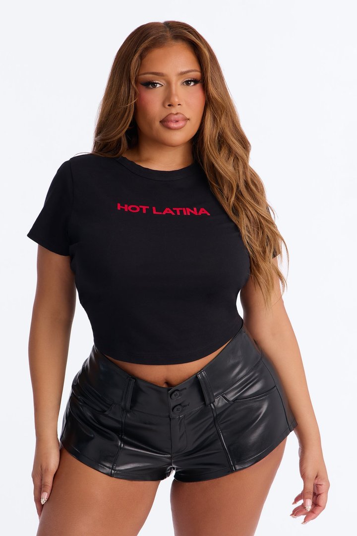Hot Latina Baby Tee - Black/combo