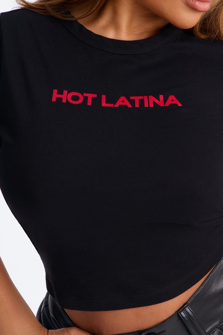 Hot Latina Baby Tee - Black/combo
