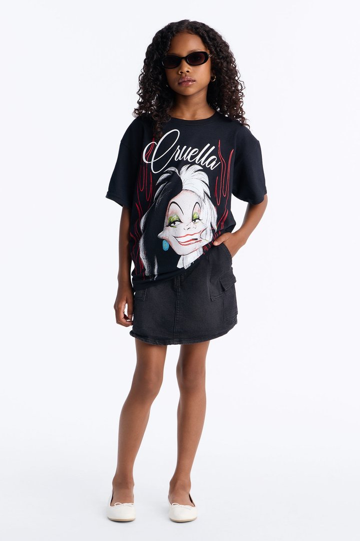 Mini Cruella Short Sleeve Graphic Tee - Black/Orange