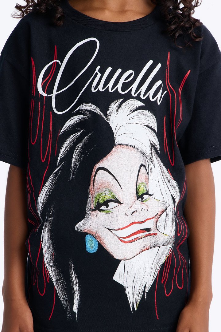 Mini Cruella Short Sleeve Graphic Tee - Black/Orange