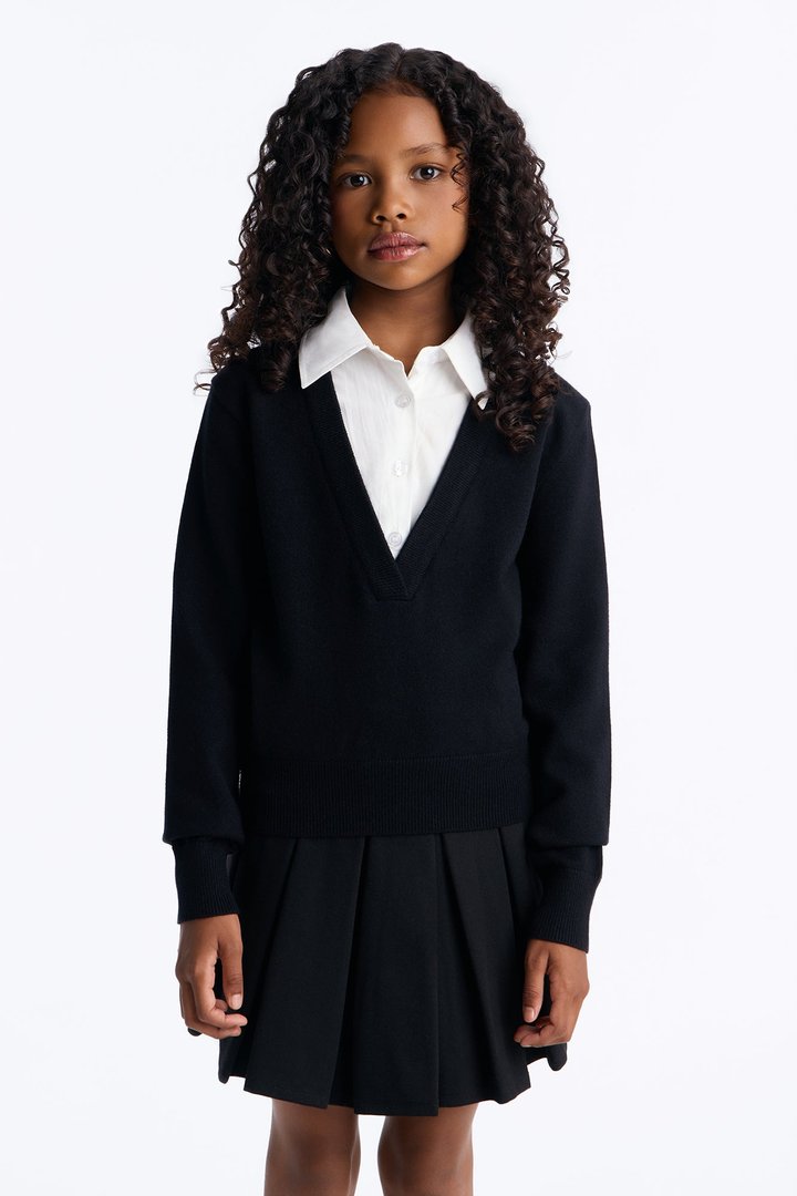 Mini Let's Have A Debate Cropped Sweater - Black