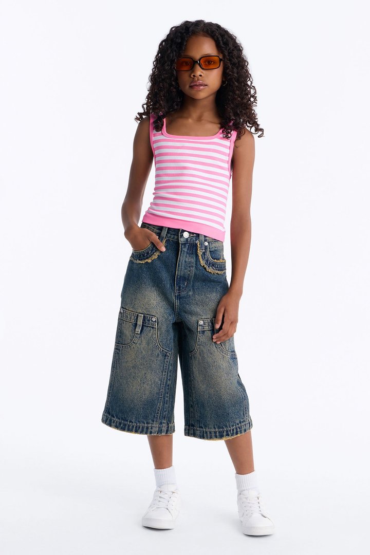Mini Palermo Denim Jorts - Dark Wash