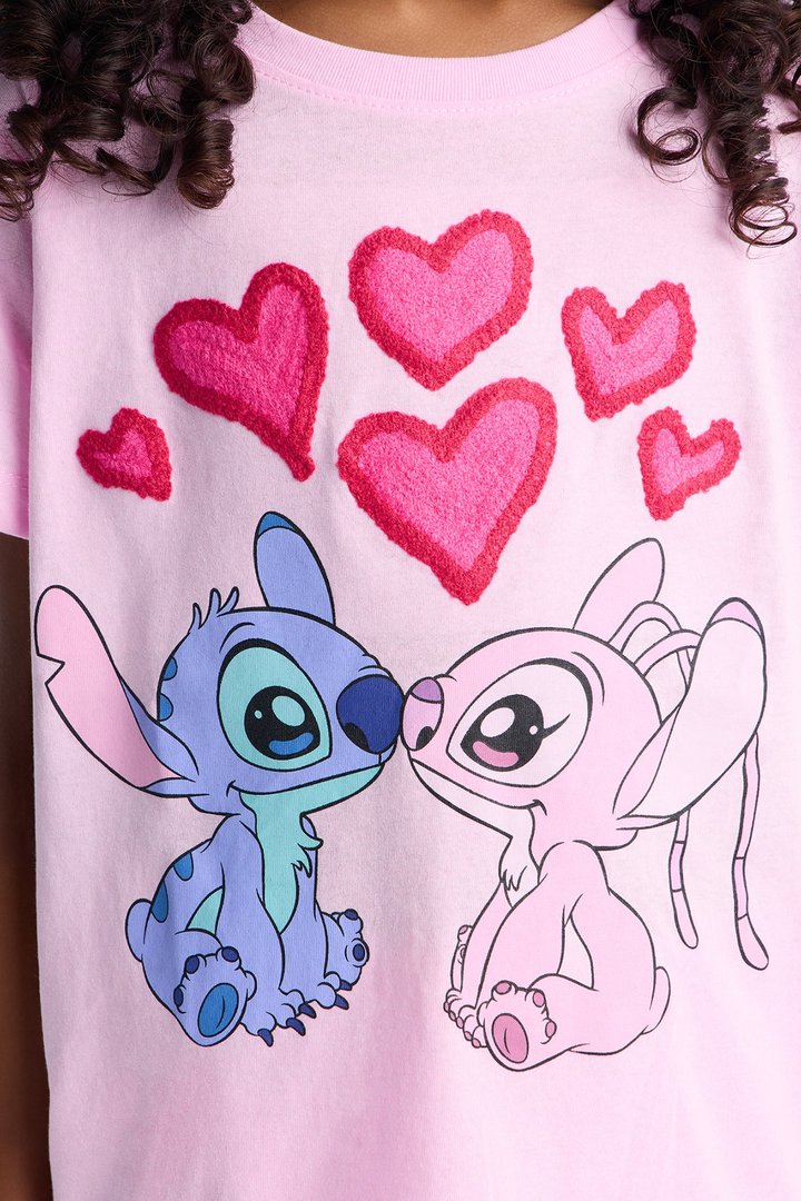 Mini Stitch And Angel Eternal Love Bike Short Set - Light Pink
