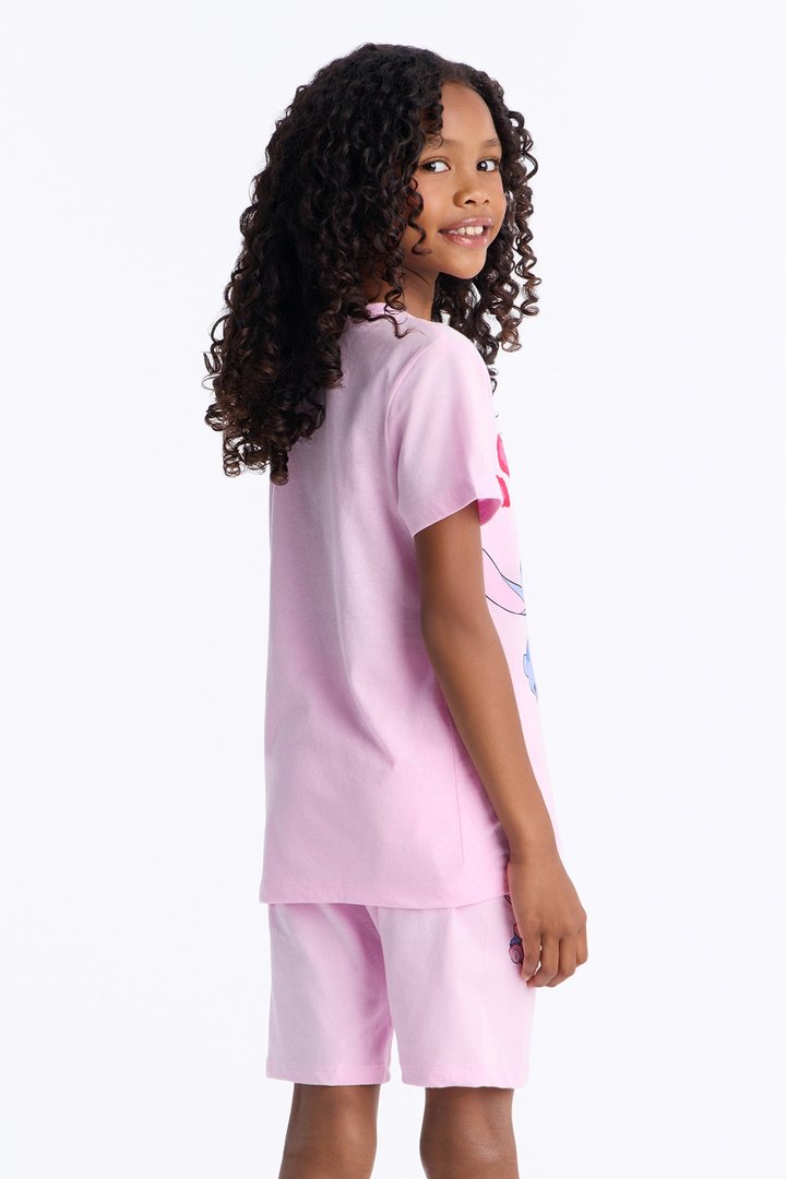 Mini Stitch And Angel Eternal Love Bike Short Set - Light Pink