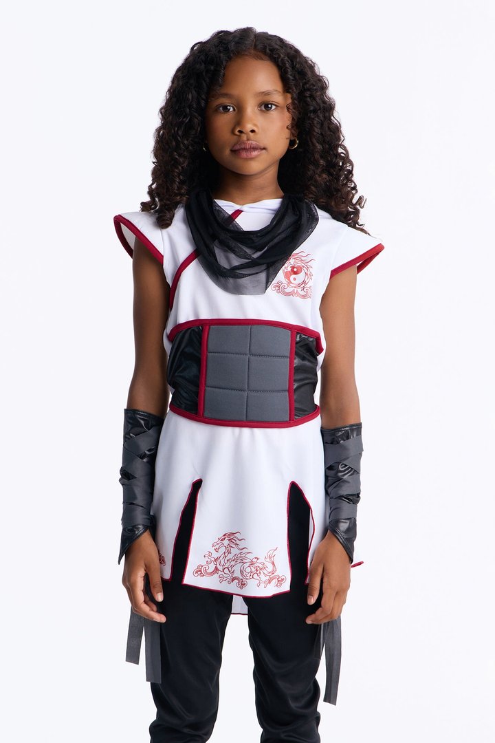 Mini Bold Ninja Costume - White/combo